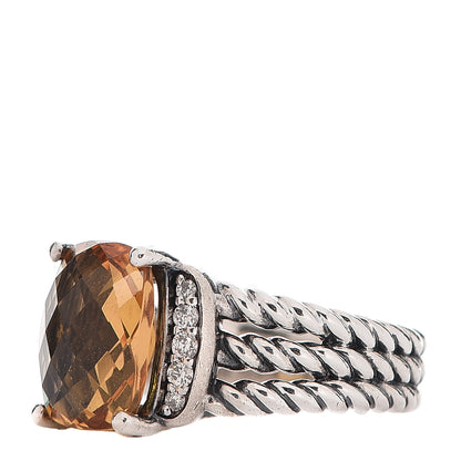 David Yurman Sterling Silver Diamond Citrine 10mm Petite Wheaton Ring 47 4 3 of 6
