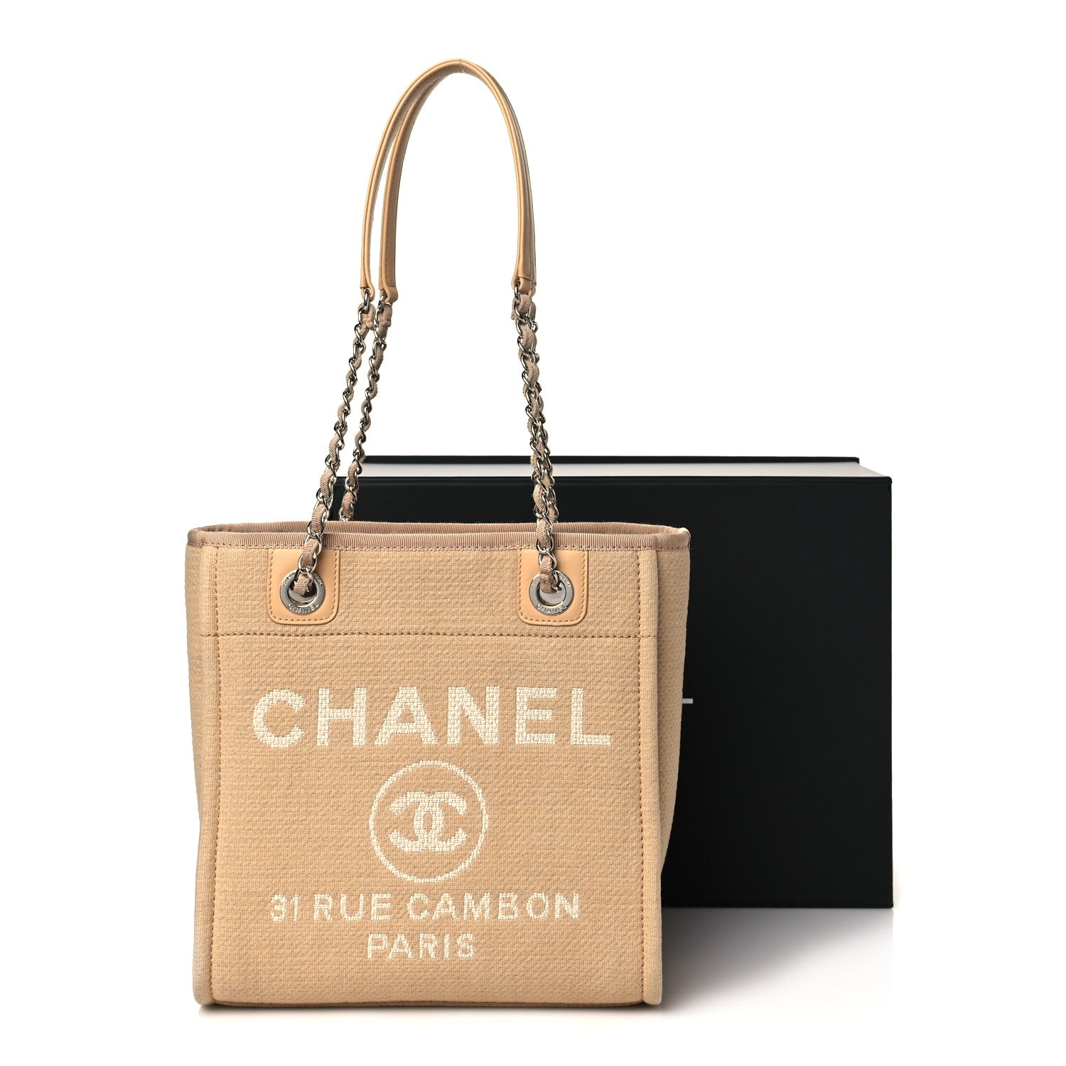 Chanel Canvas Mini Deauville Tote Beige 10 of 10