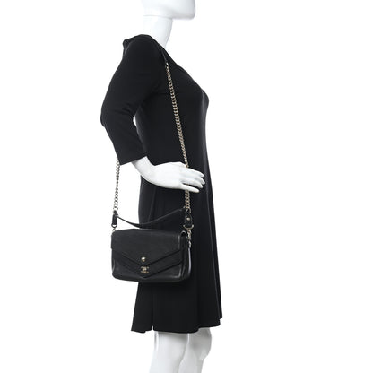Chanel Sheepskin Chevron Quilted Mini Double Chevron Flap Black 2 of 11