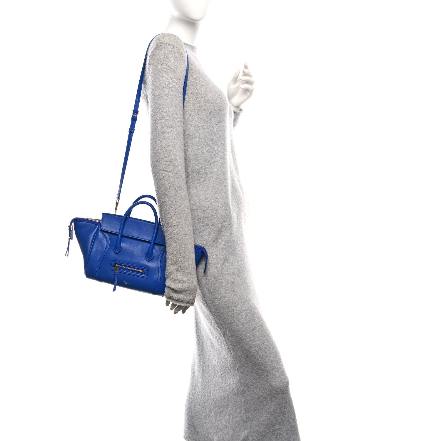 Celine Supple Shiny Lambskin Little New Luggage Oxide Blue 1795430