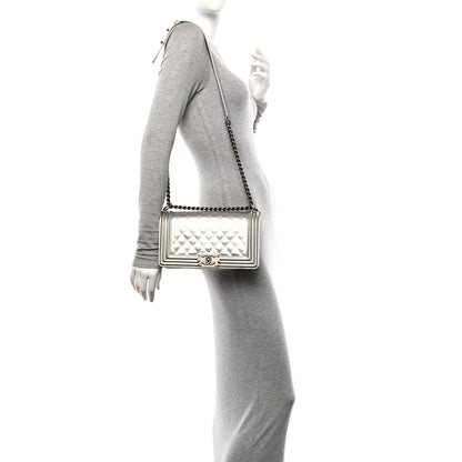 Chanel Metallic Patent Calfskin Quilted Medium Boy Flap Silver 2 of 10