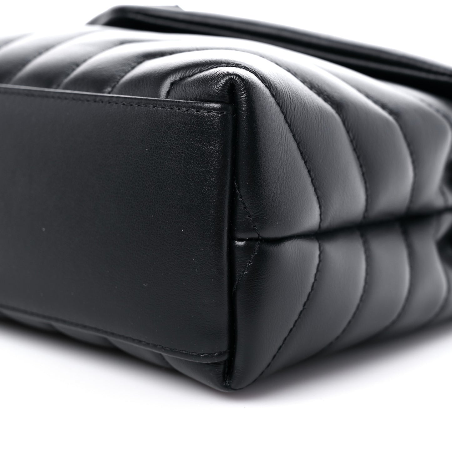 Calfskin Y Quilted Monogram Monochrome Small Loulou Chain Satchel Black