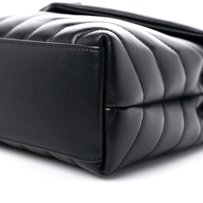 Saint Laurent Calfskin Y Quilted Monogram Monochrome Small Loulou Chain Satchel Black 9 of 9