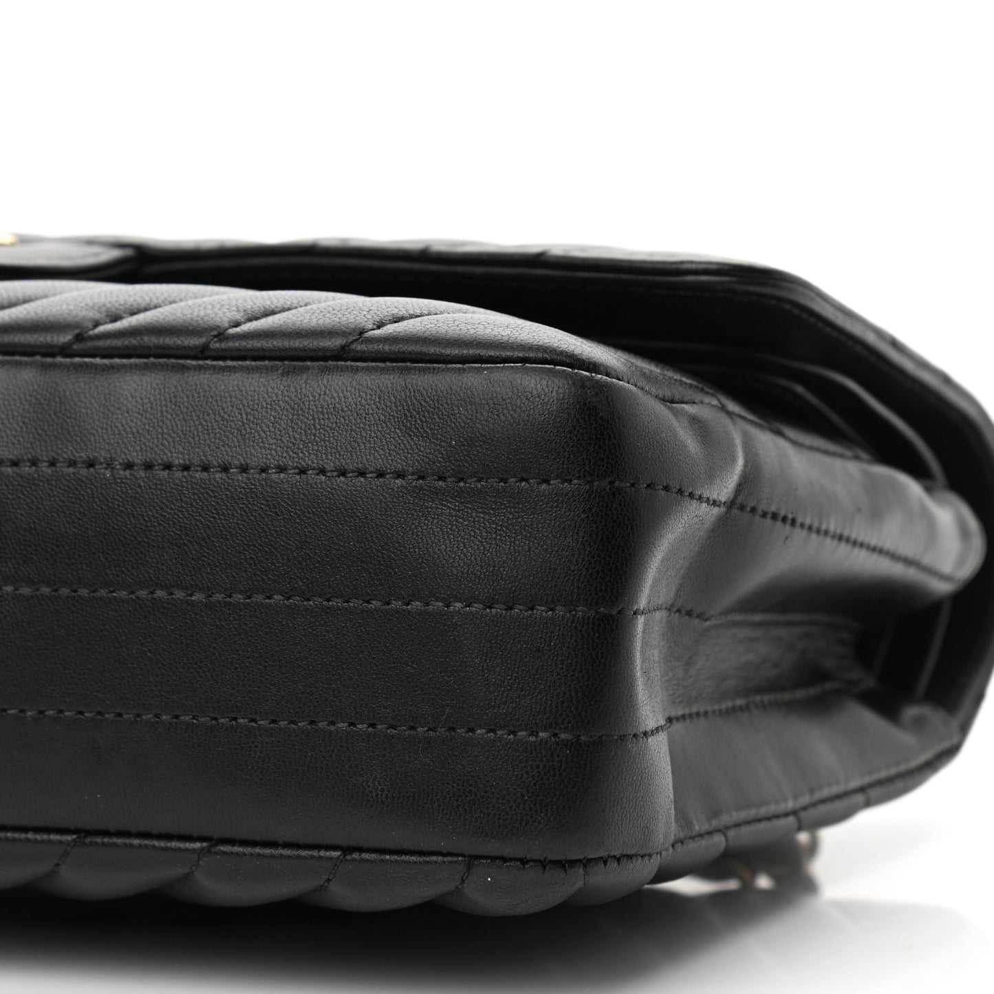 Lambskin Chevron Quilted Medium Double Flap Black