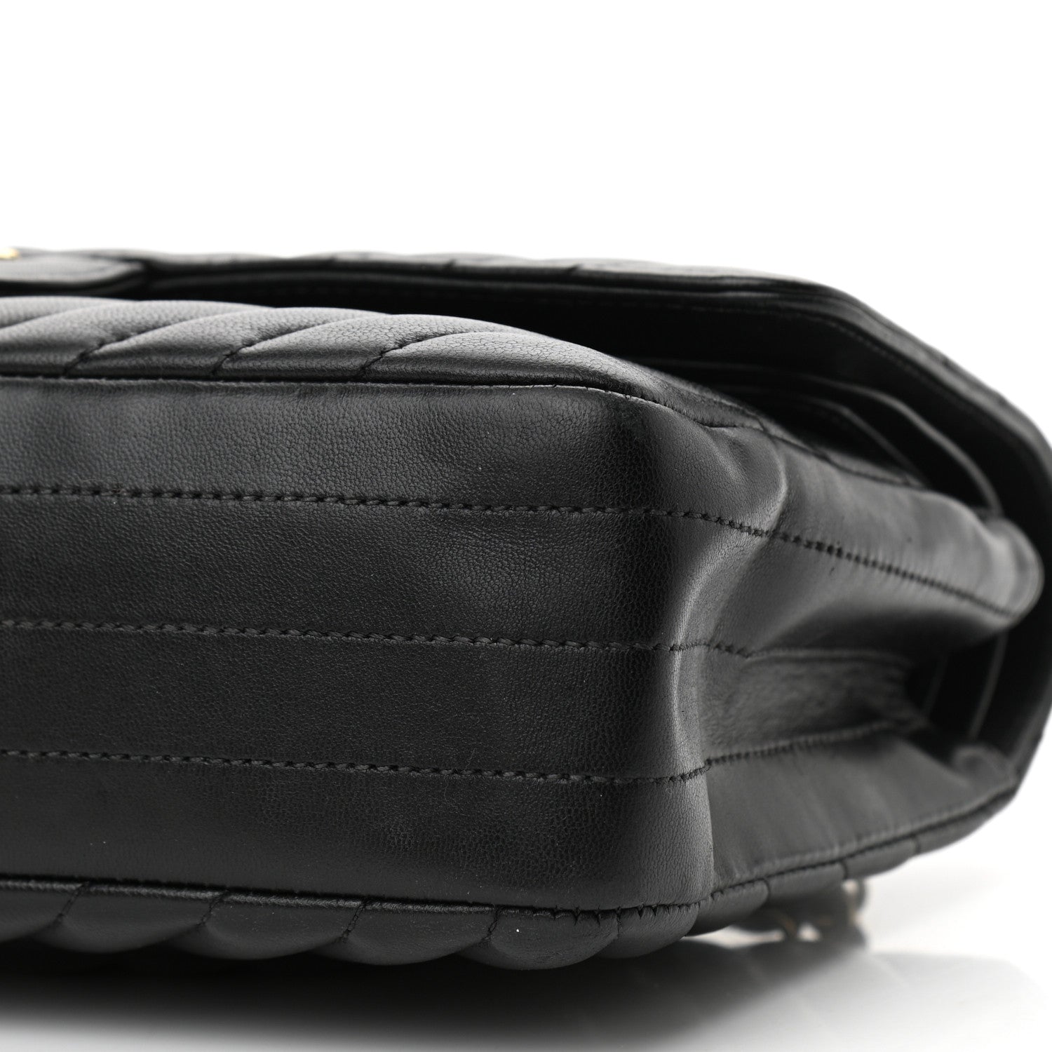 Chanel Lambskin Chevron Quilted Medium Double Flap Black 10 of 11