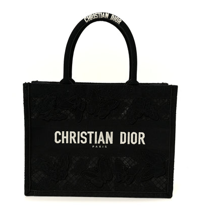 Christian Dior Embroidered 3D Macrame D-Lace Butterfly Medium Book Tote Black Multicolor 1 of 10