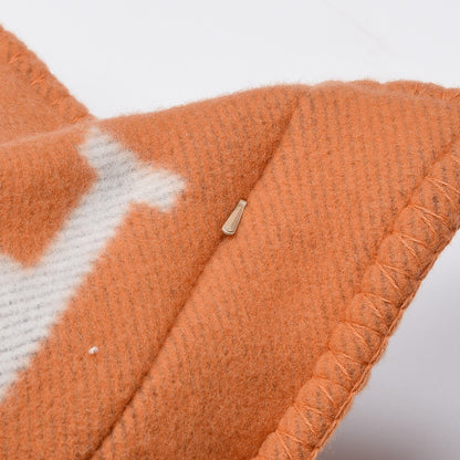 Hermes Wool Cashmere Avalon Pillow GM Ecru Potiron 4 of 6