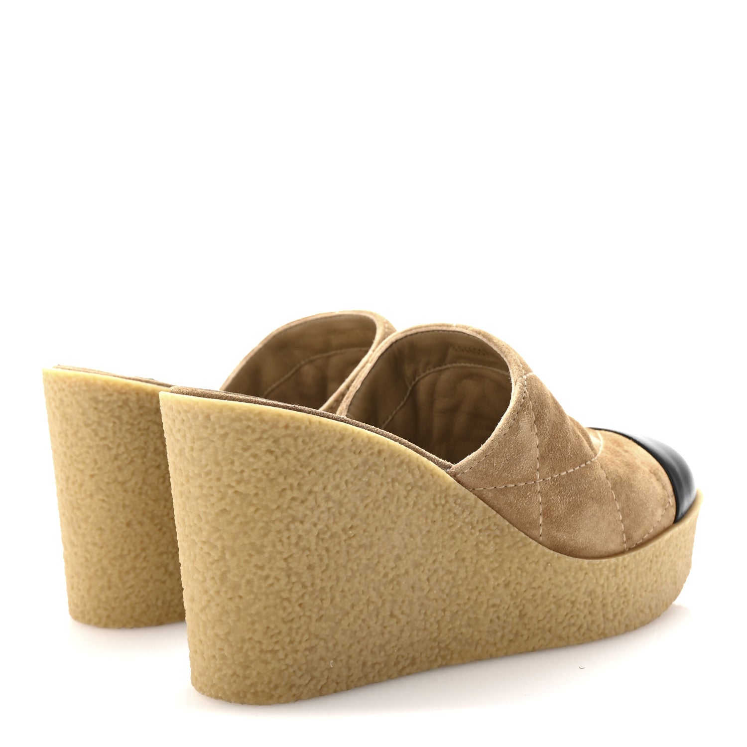 Chanel Suede Lambskin Quilted CC Mules 39 Black Beige 5 of 10