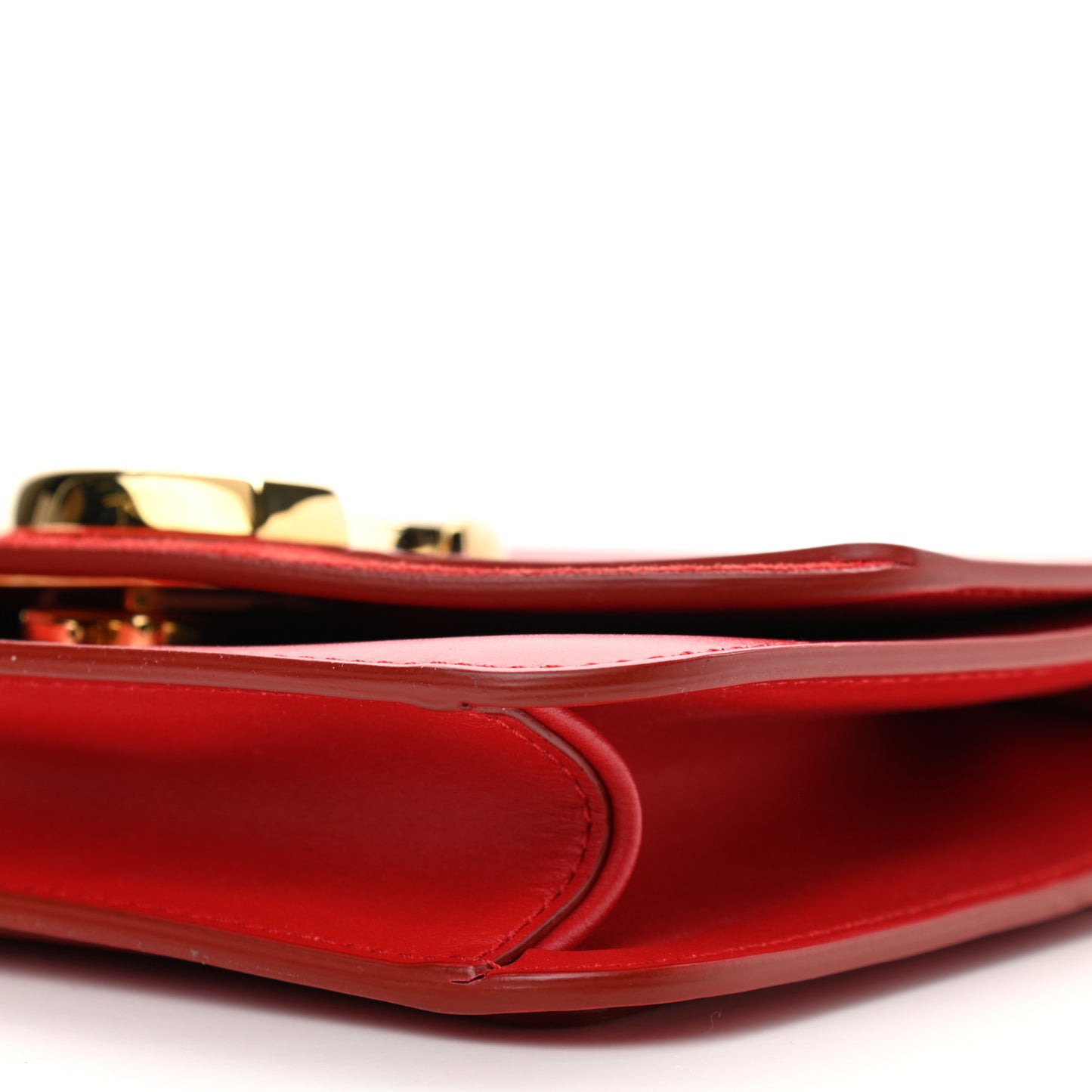 Calfskin Suede C Clutch With Chain Plaid Red