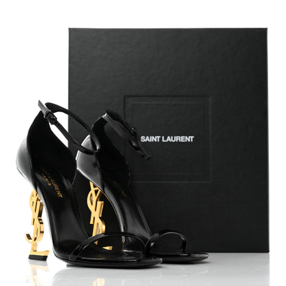 Saint Laurent Patent Calfskin Opyum 110 Sandals 37.5 Black Gold 9 of 9