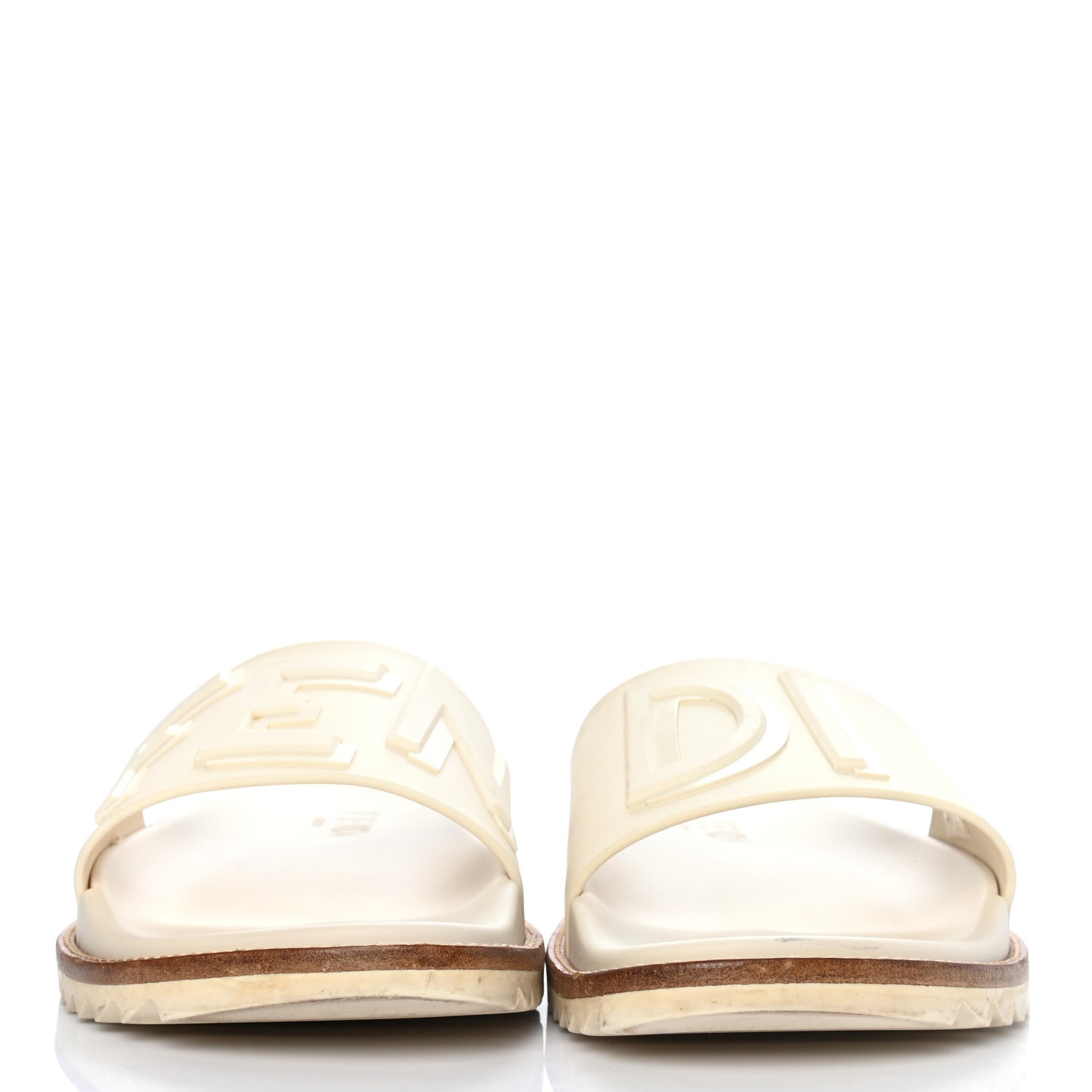 Fendi Rubber Raised Logo Slide Sandals 8 Panna 2 of 10