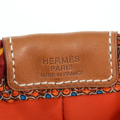 Hermes Silk Barenia Carre en Cravates Fourbi 25 MM Pouch Flamingo Pink Deer Brown 9 of 11