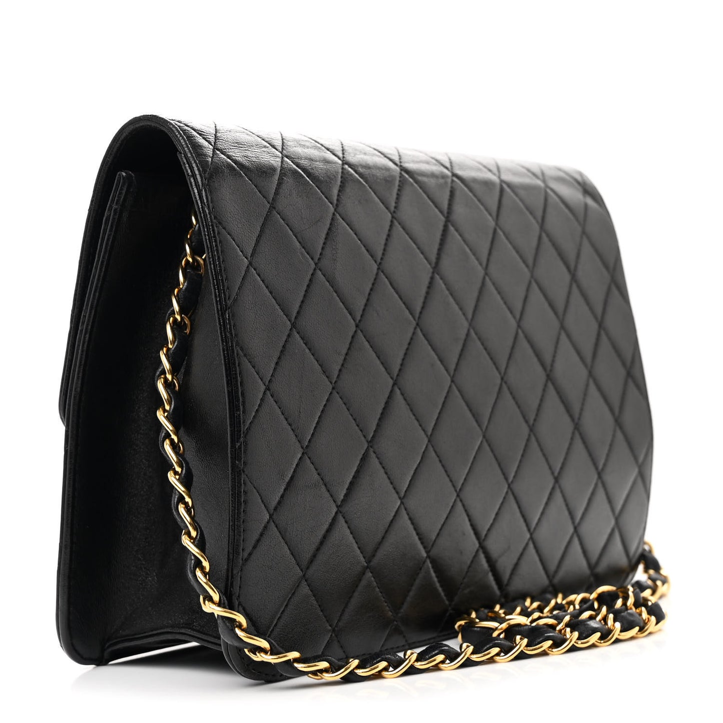 Lambskin Quilted Medium Single Flap Black