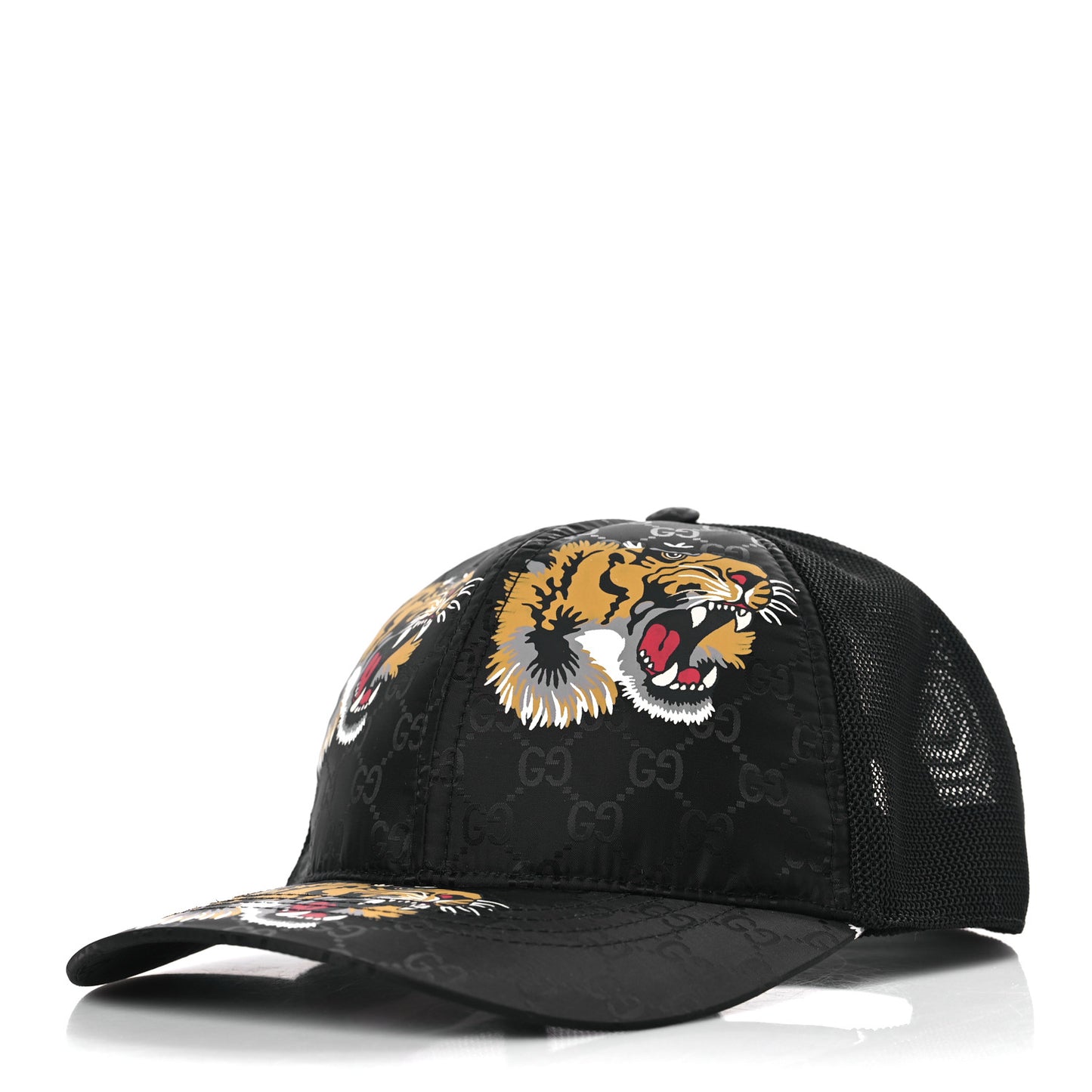 GG Supreme Monogram Tiger Print Baseball Hat L Black