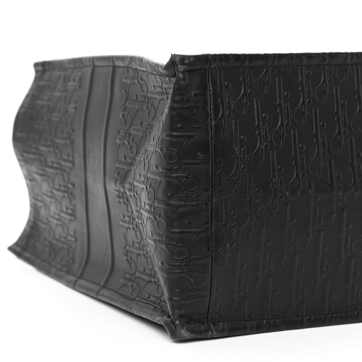 Oblique Calfskin Embossed Large Book Tote Black