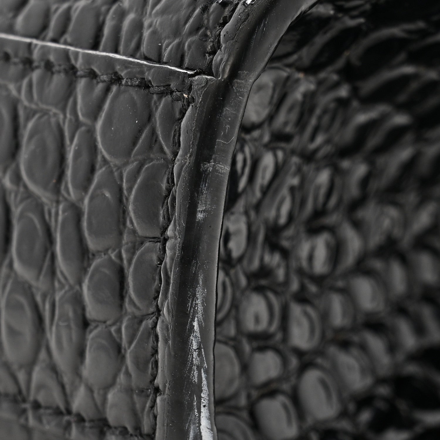 Saint Laurent Calfskin Crocodile Embossed Medium Classic Monogram Kate Tassel Satchel Black 11 of 15