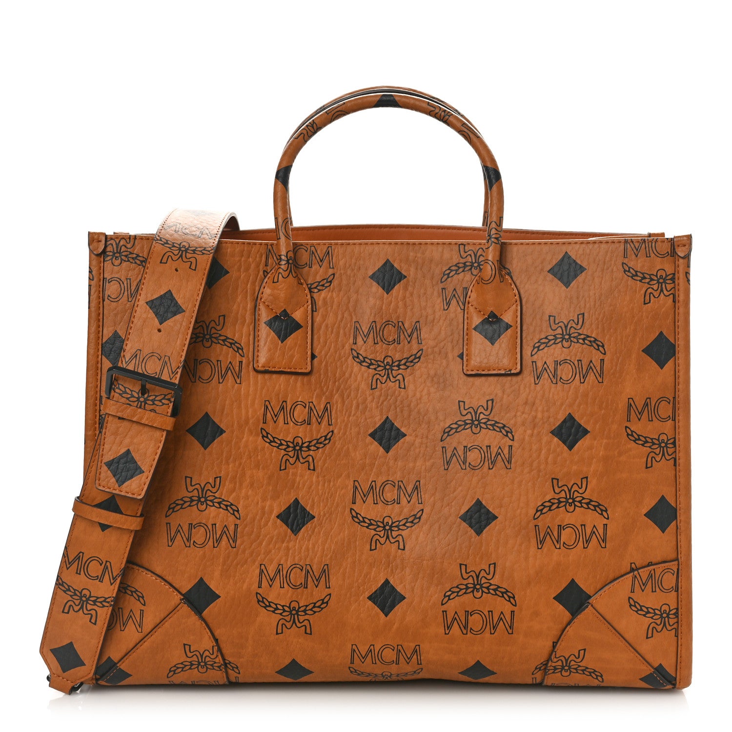MCM Visetos Maxi Large Munchen Tote Cognac 1 of 8