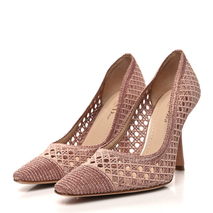 Christian Dior Lurex Cannage Embroidered Dior Capture 100mm Pumps 37 Rose Des Vents 3 of 7