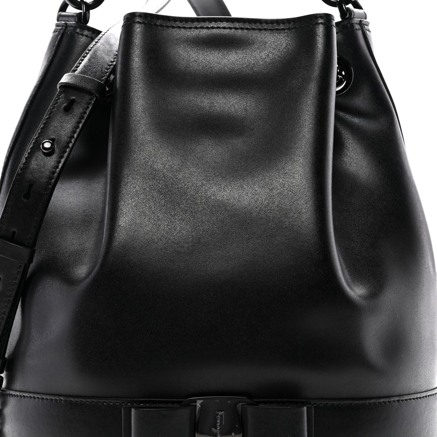 Calfskin Bow Bucket Bag Black