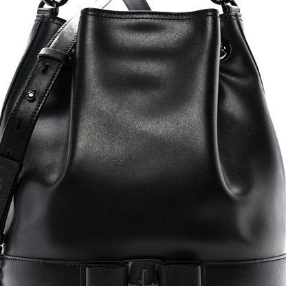 Salvatore Ferragamo Calfskin Bow Bucket Bag Black 7 of 9