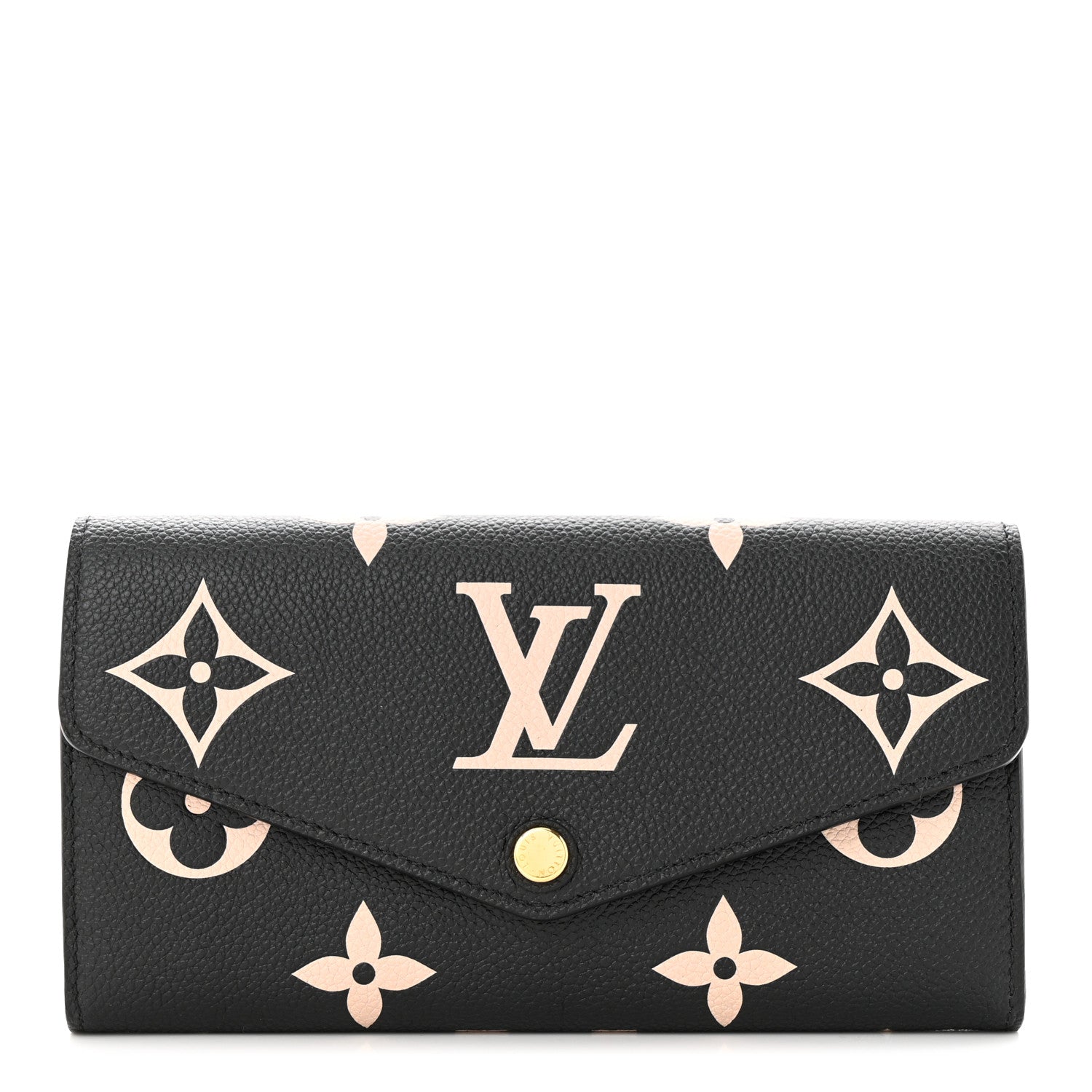 Louis Vuitton Monogram Empreinte Giant Sarah Wallet Black Beige 1 of 8