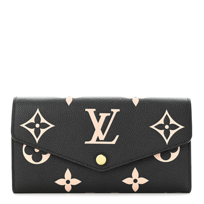 Louis Vuitton Monogram Empreinte Giant Sarah Wallet Black Beige 1 of 8