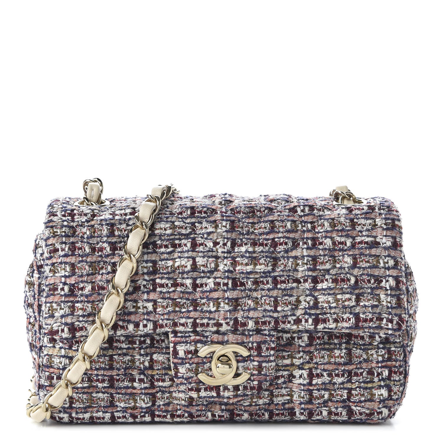 Chanel Tweed Quilted Mini Rectangular Flap Pink 1 of 19