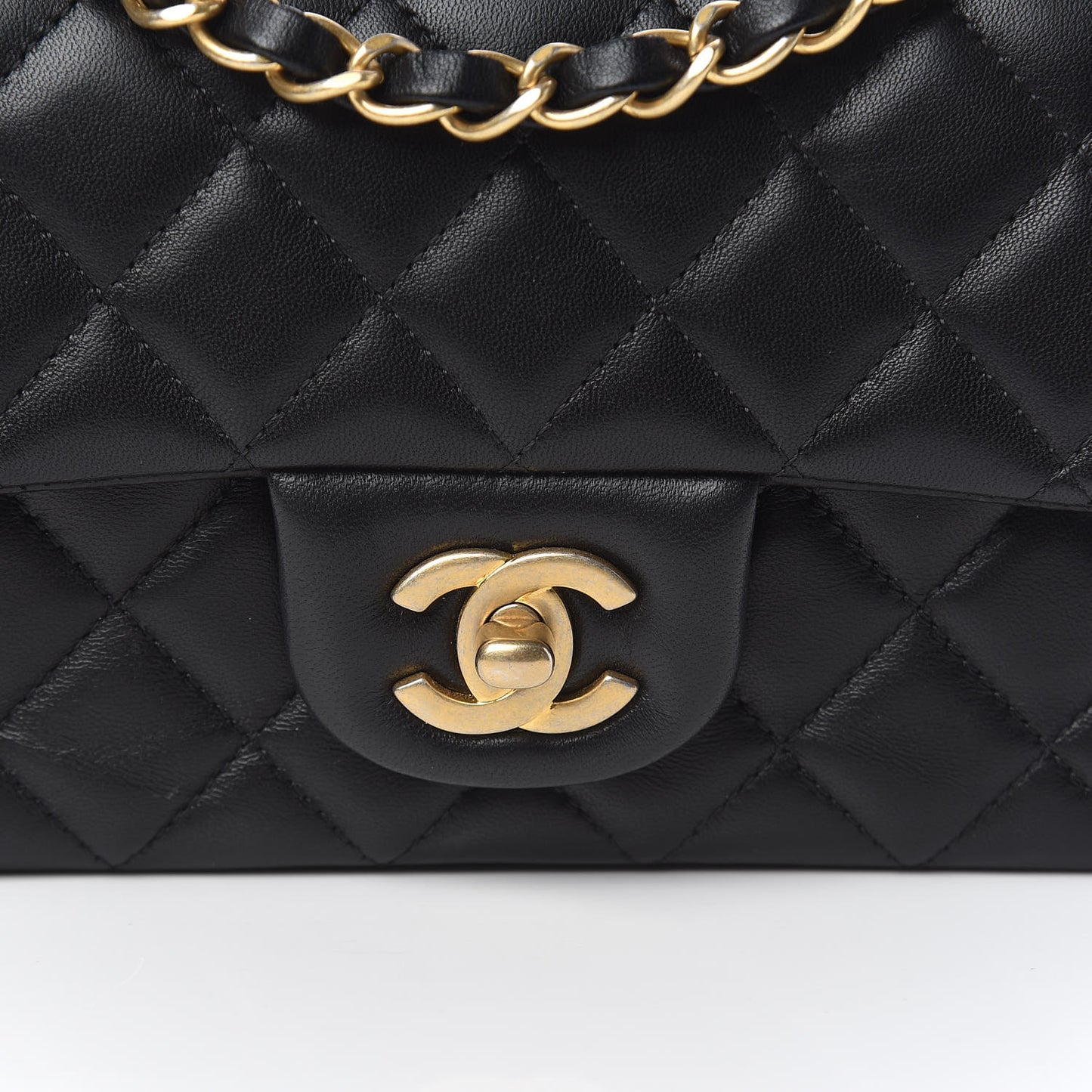Lambskin Quilted Mini Rectangular Flap Black