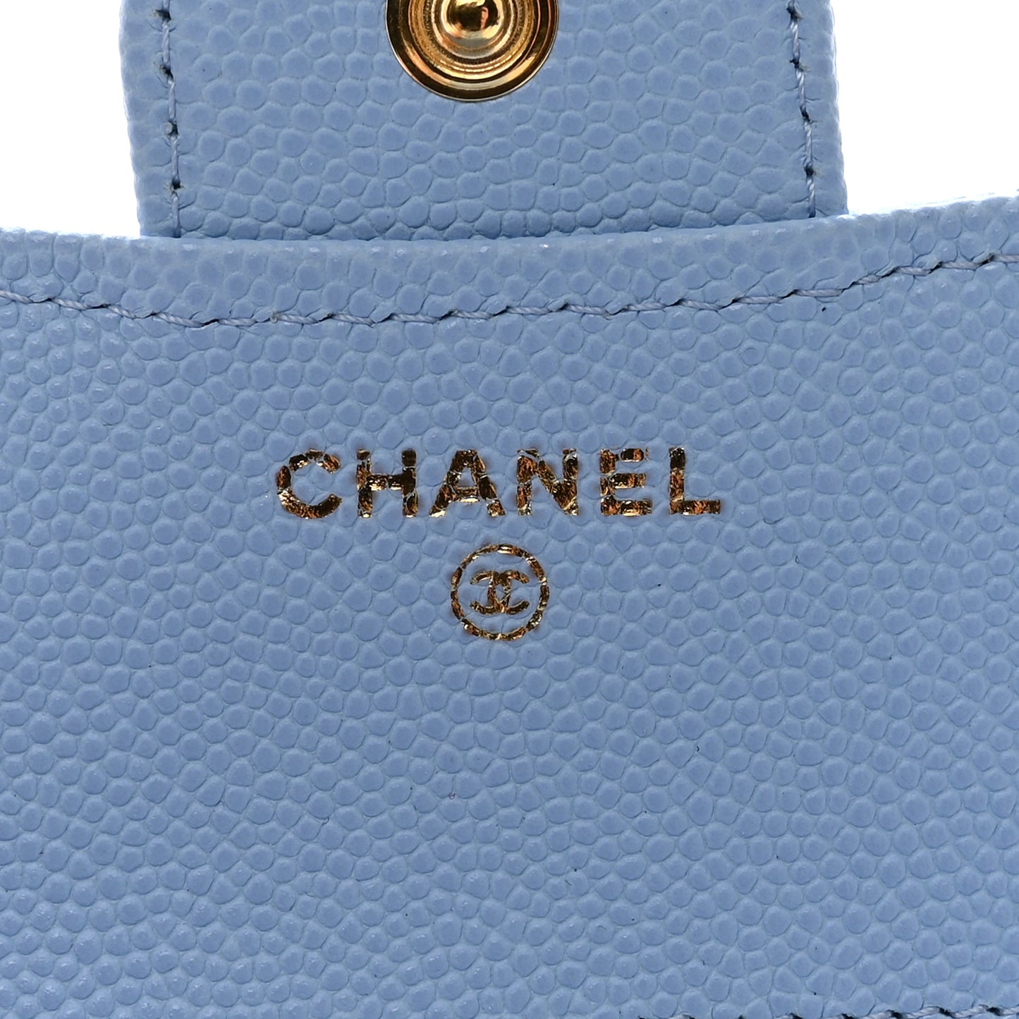 Caviar Quilted Compact Flap Wallet Light Blue