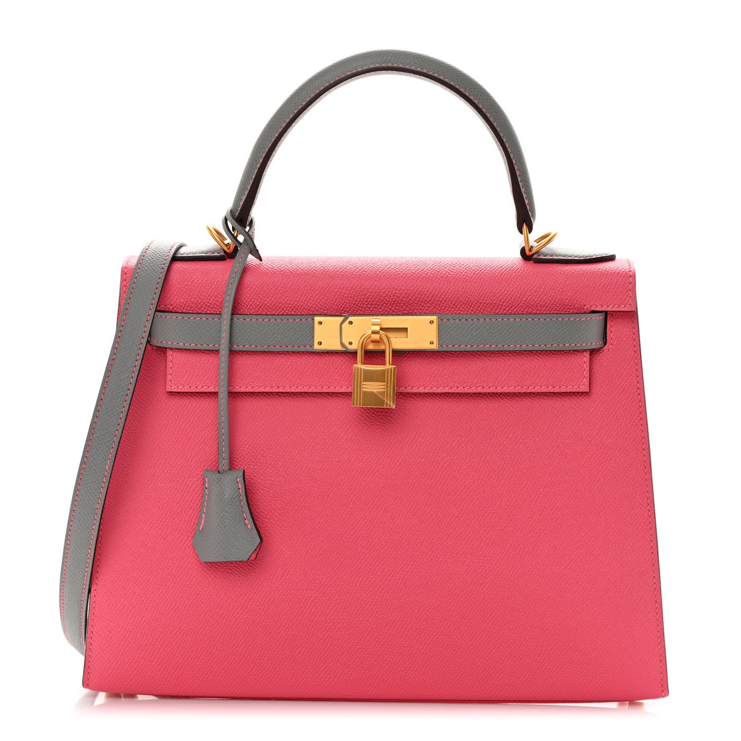 Hermes Epsom Horseshoe Kelly Sellier 28 Rose Azalee Gris Mouette 1 of 14