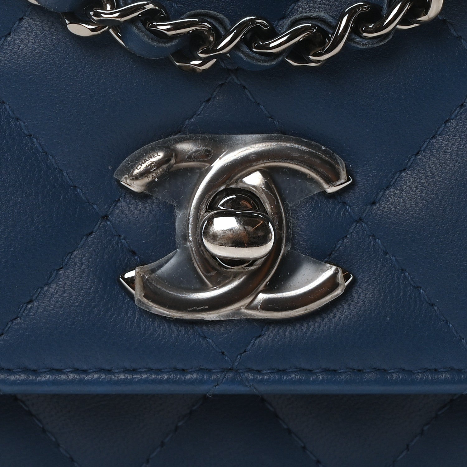 Chanel Lambskin Quilted Trendy CC Wallet On Chain WOC Blue 9 of 12