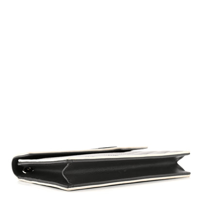 Saint Laurent Grain De Poudre Matelasse Chevron Monogram Envelope Chain Wallet Asphalt White 4 of 14