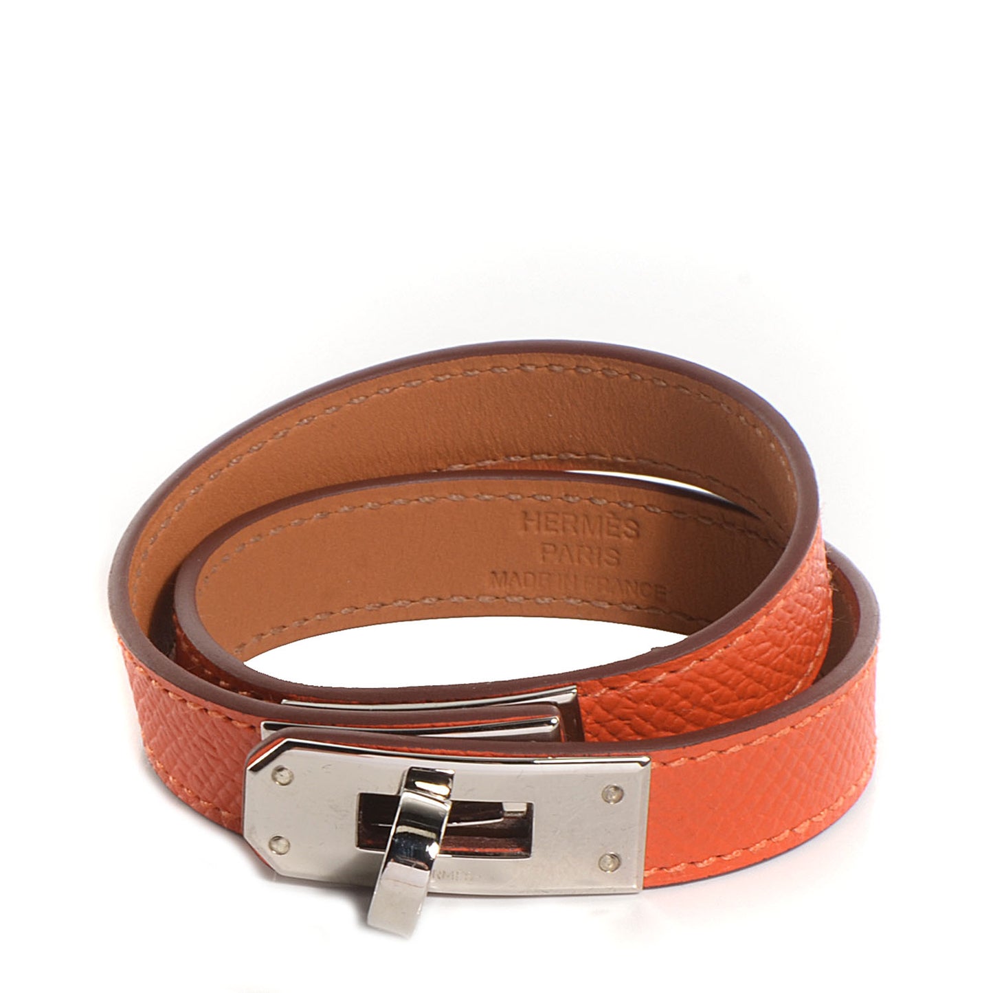 Epsom Kelly Double Tour Bracelet S Orange