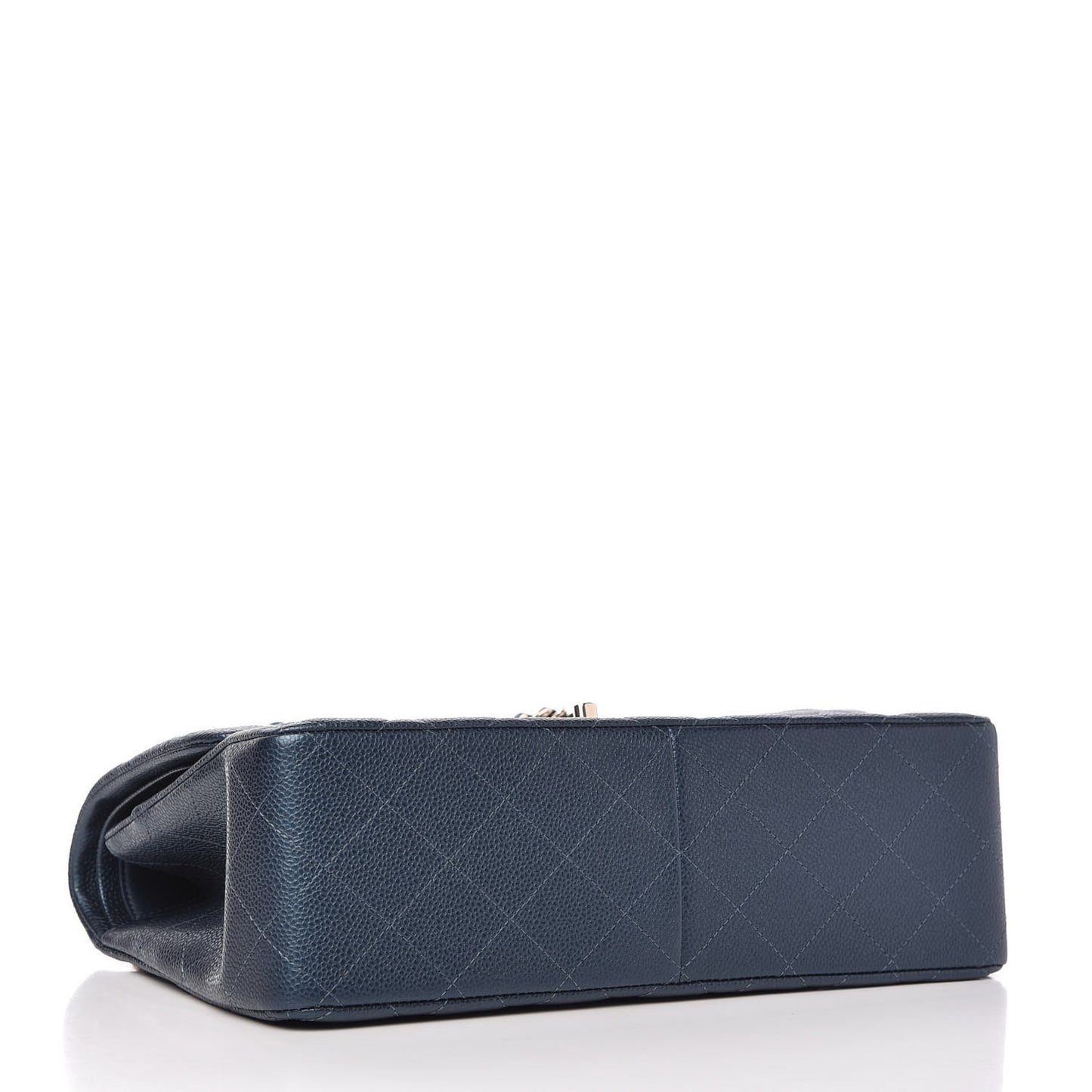 Iridescent Caviar Quilted Jumbo Double Flap Dark Blue