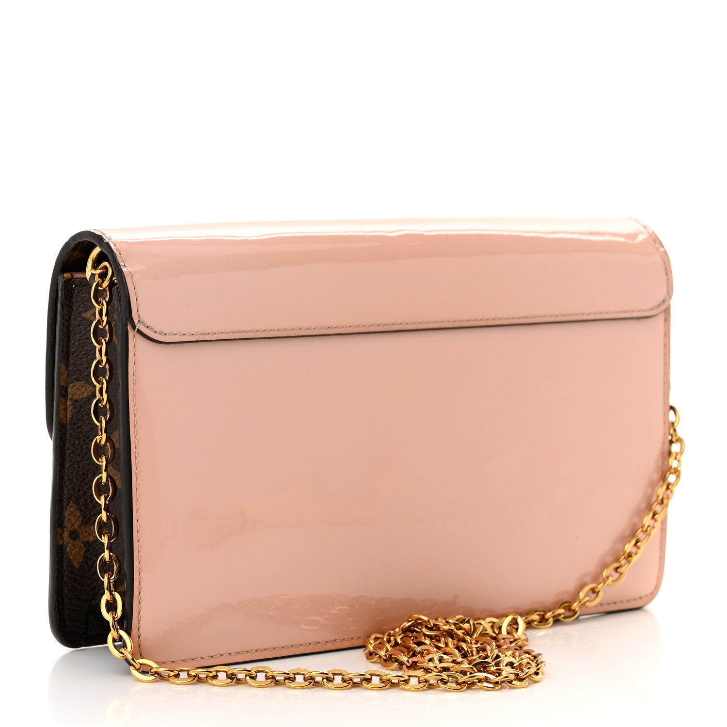 Louis Vuitton Patent Calfskin Monogram Cherrywood Chain Wallet Rose Ballerine 3 of 11