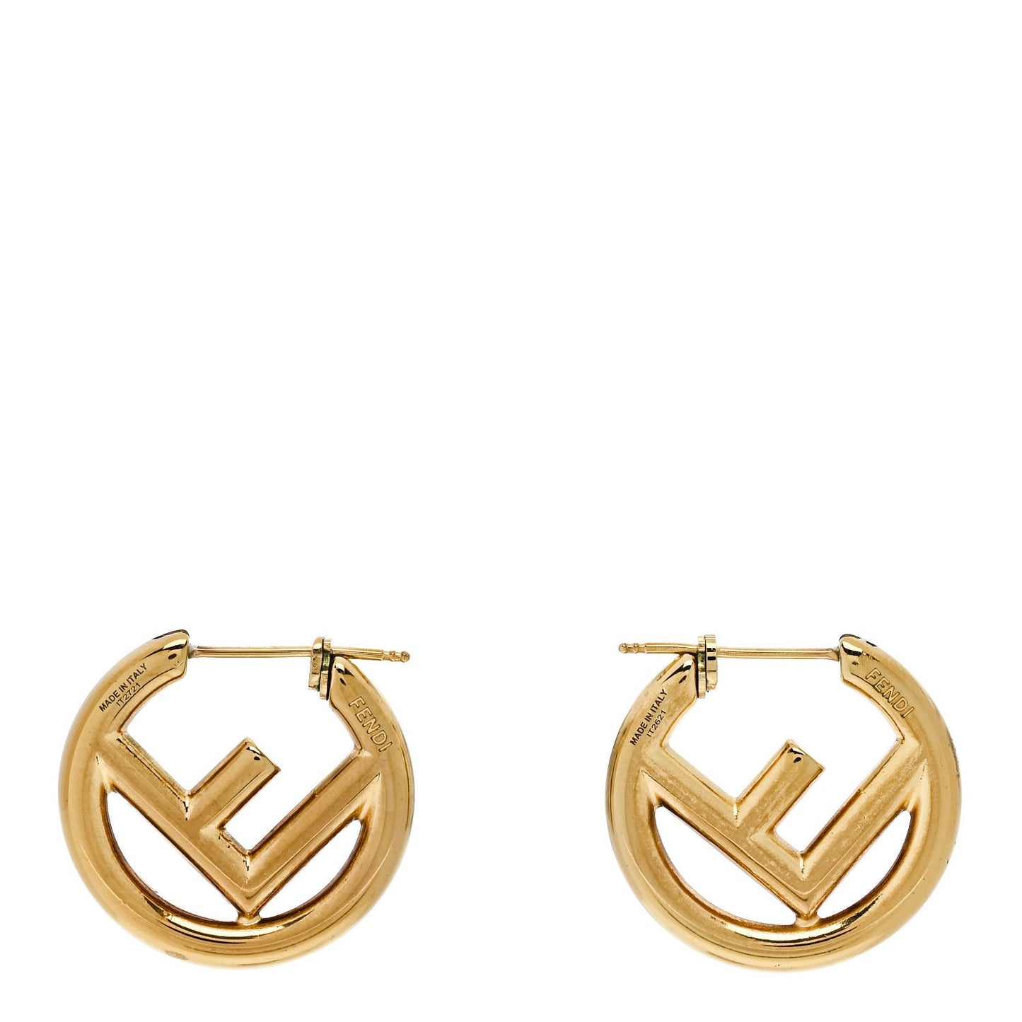 Metal FF Hoop Earrings Gold
