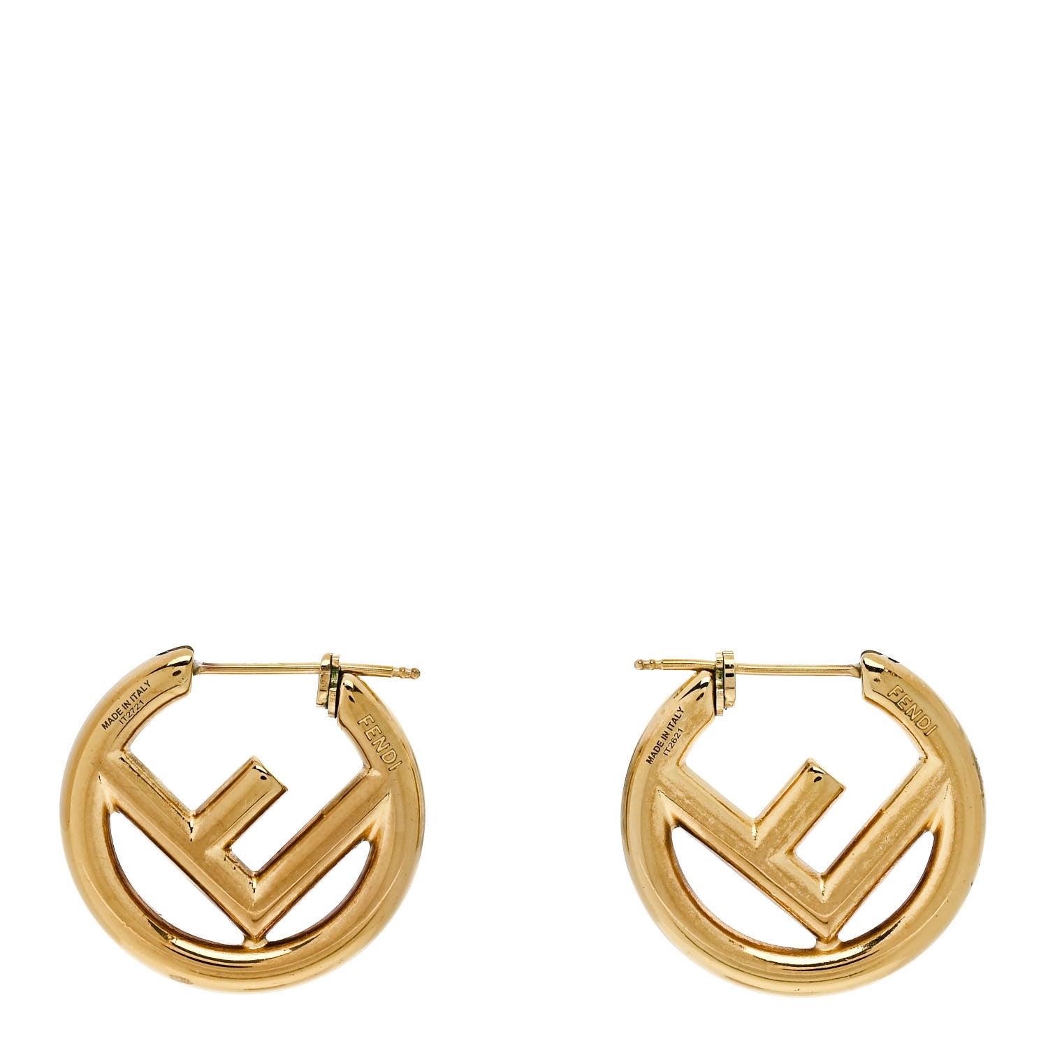 Fendi Metal FF Hoop Earrings Gold 1 of 4