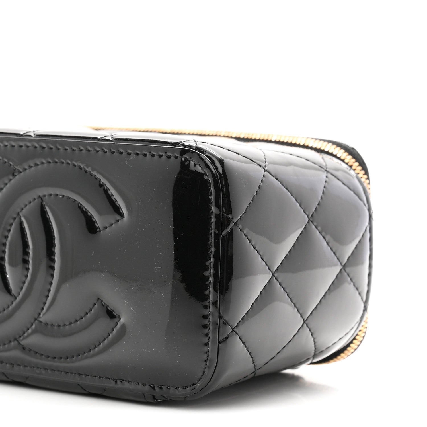 Chanel Patent Enamel Quilted Small Coco Hearts Vanity Case With Chain Black 9 of 10