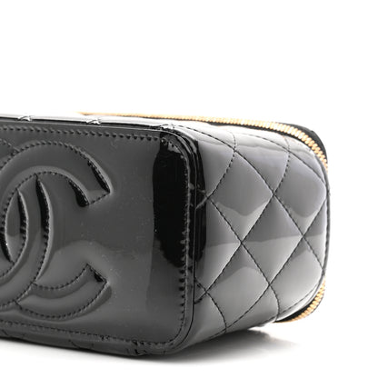 Chanel Patent Enamel Quilted Small Coco Hearts Vanity Case With Chain Black 9 of 10