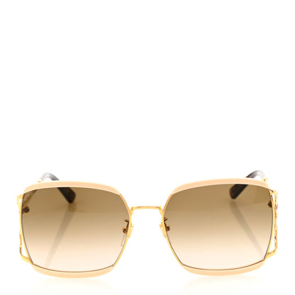 Gucci Metal Square Frame GG0593SK Sunglasses Ivory Gold Brown 2 of 8