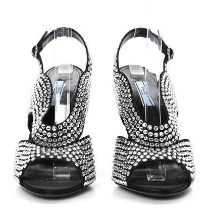 Prada Satin Crystal Calzature Donna 105mm Sandals 39 Cristal 2 of 7