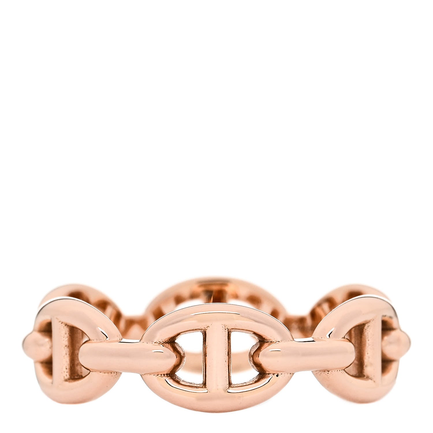 Hermes 18K Rose Gold PM Chaine D'Ancre Enchainee Ring 53 6.5 3 of 9