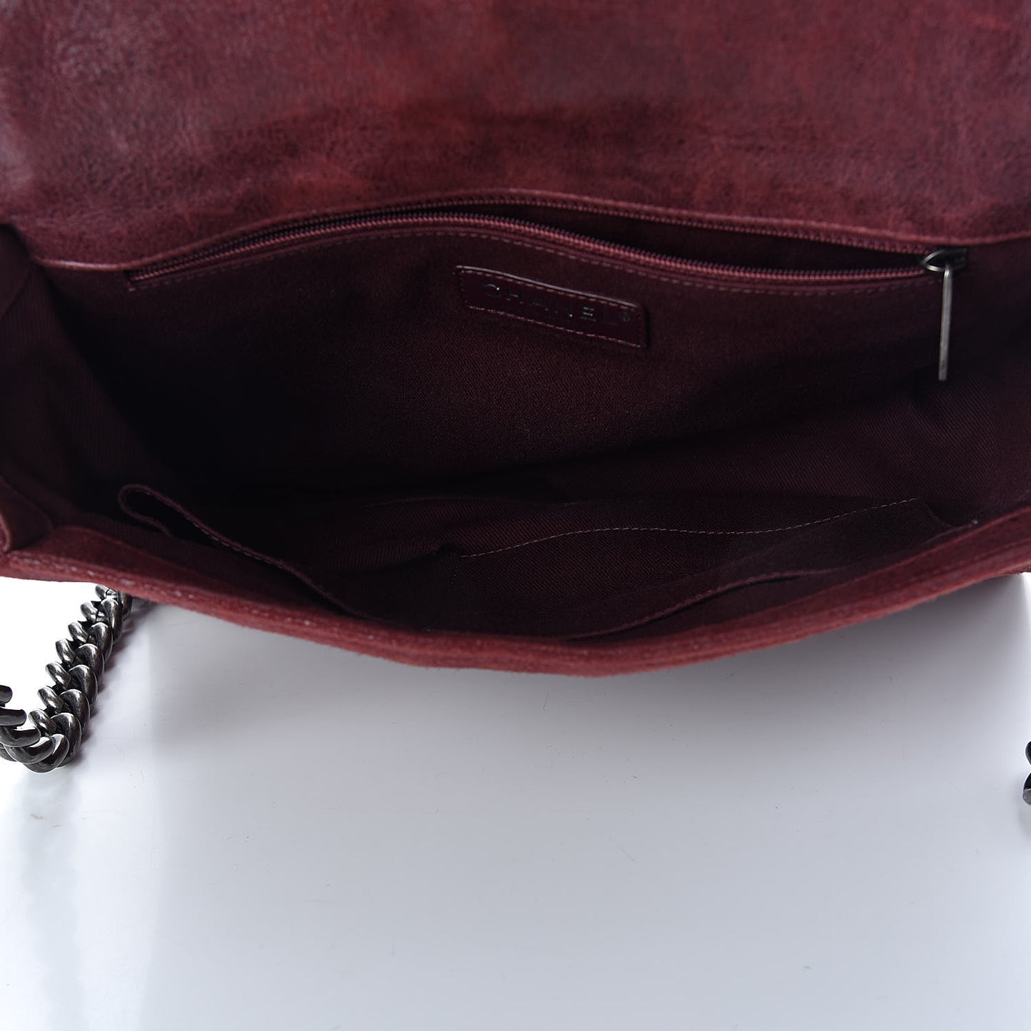 Iridescent Calfskin Quilted New Medium Gentle Boy Flap Dark Red