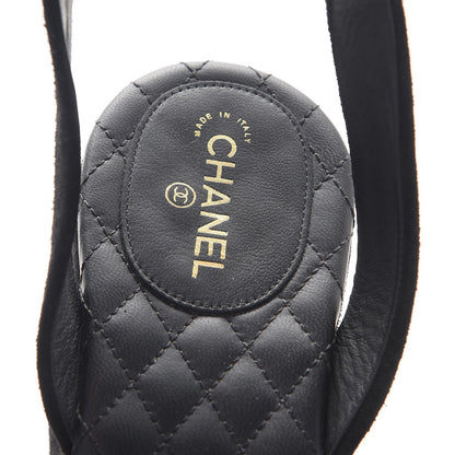 Chanel Suede Platform Wedge Sandals 37.5 Black 8 of 12