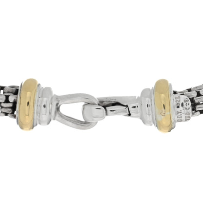 David Yurman Sterling Silver 18K Yellow Gold Diamond Box Chain Four Strand Necklace 4 of 4