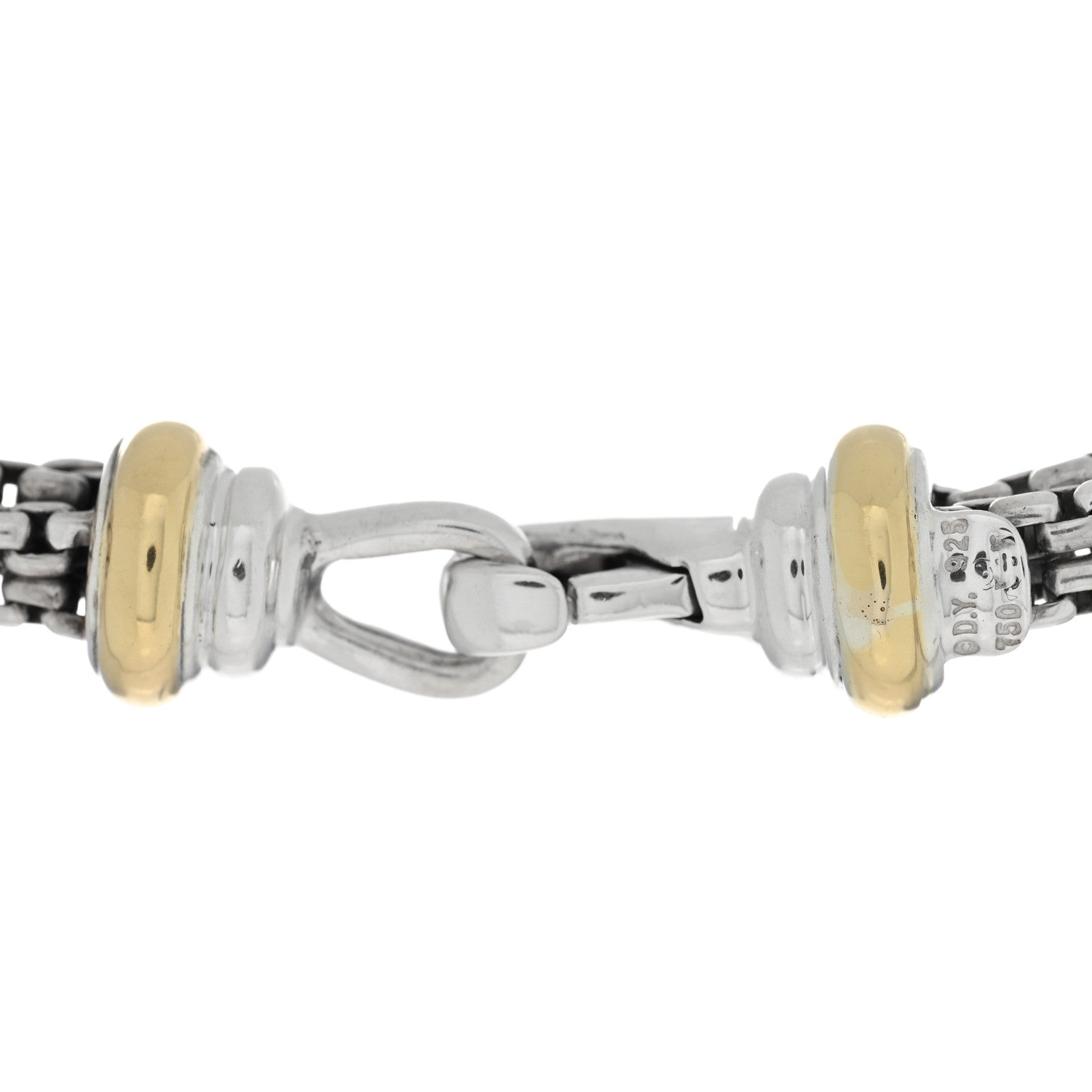 David Yurman Sterling Silver 18K Yellow Gold Diamond Box Chain Four Strand Necklace 4 of 4