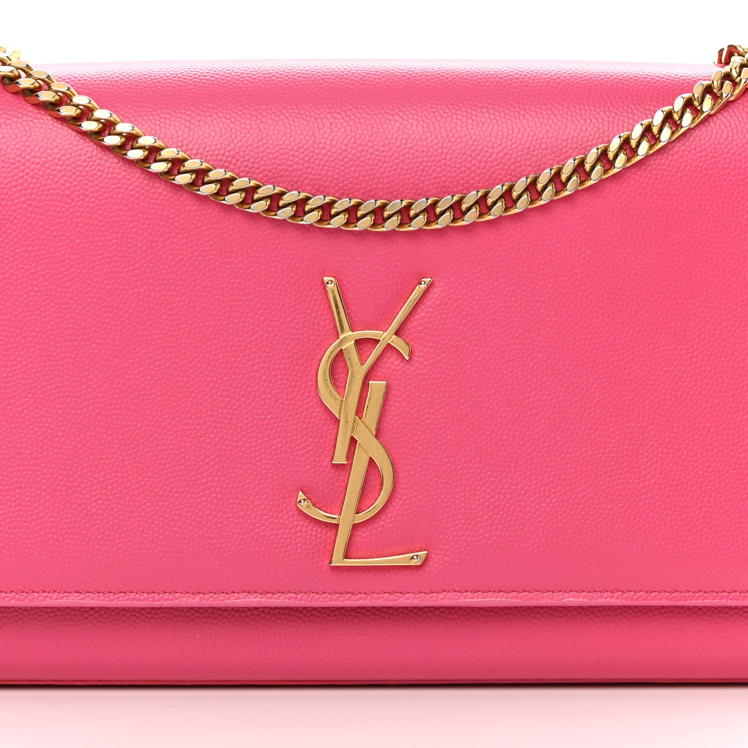 Saint Laurent Grain De Poudre Medium Monogram Kate Satchel Lipstick Fuchsia 9 of 13