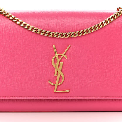 Saint Laurent Grain De Poudre Medium Monogram Kate Satchel Lipstick Fuchsia 9 of 13