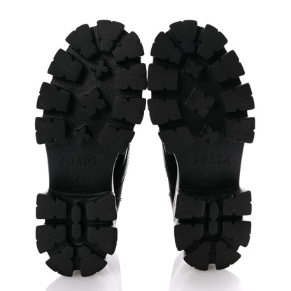 Prada Spazzolato Rois Nylon Metal Triangle Logo Monolith Pouch Pocket 55mm Boots 38 Black 8 of 10