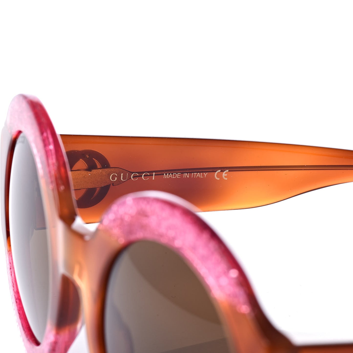 Acetate Round GG0084S Sunglasses Glitter Fuchsia
